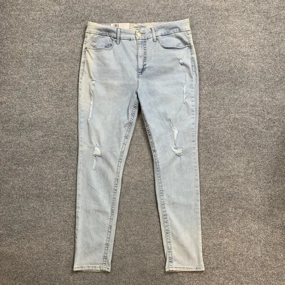 Seven7 Jeans Women 16 Denim Tummyless High Rise Skinny Slimming Distressed *READ
